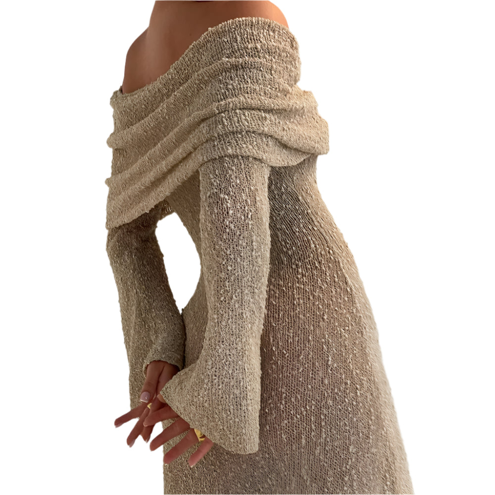 Knitted Long - Sleeved Dress For Women - Weriion