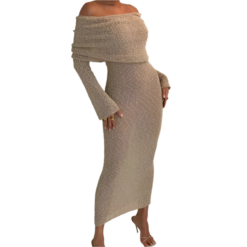 Knitted Long - Sleeved Dress For Women - Weriion