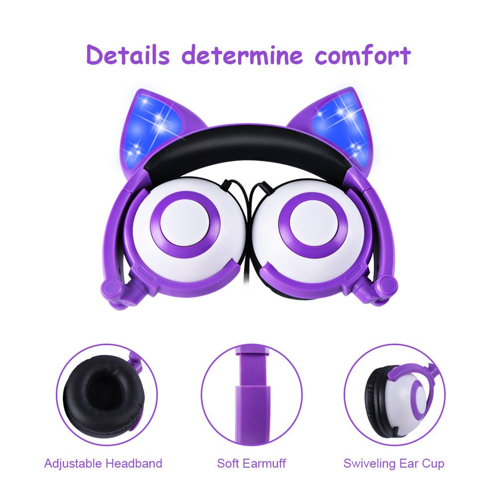 LED Flashing Cat Ear Headphones - Weriion