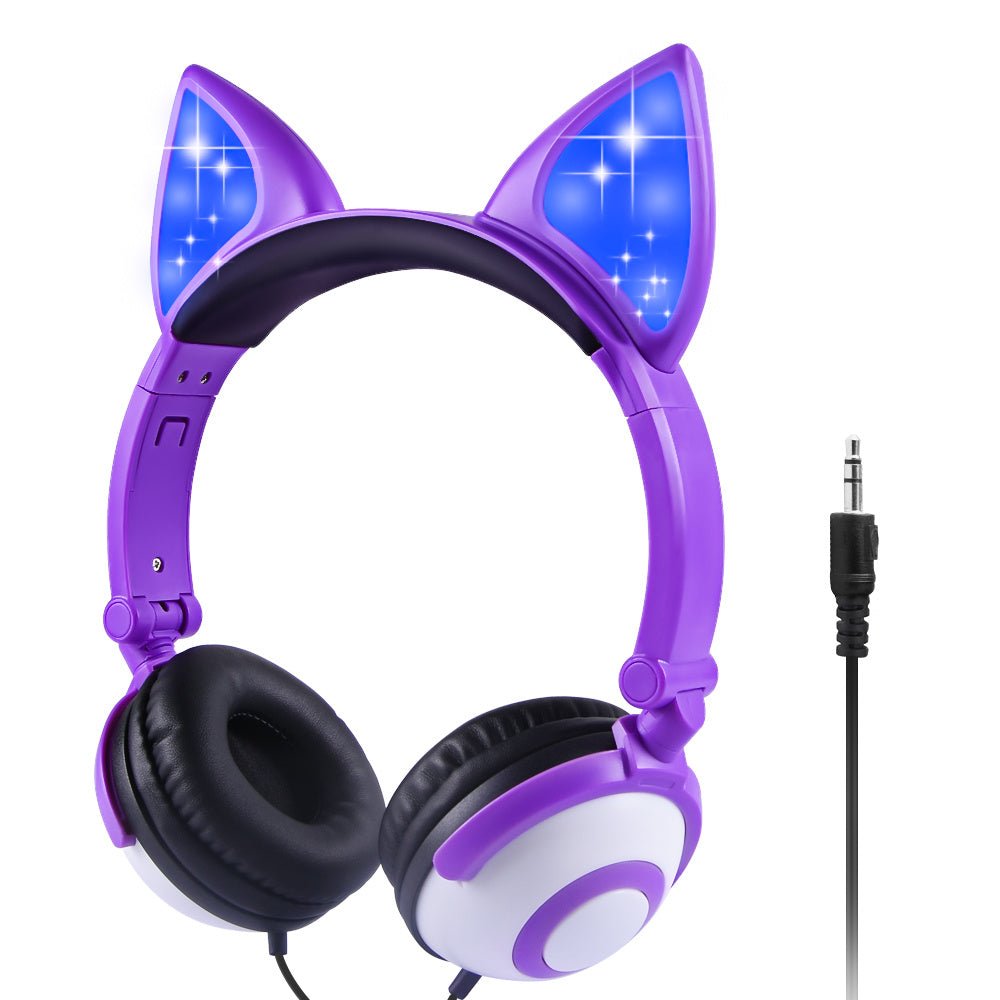 LED Flashing Cat Ear Headphones - Weriion