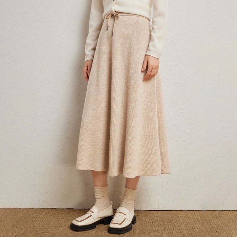 Long Fashionable Knitted Cashmere Skirt For Women - Weriion