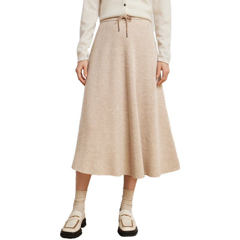 Long Fashionable Knitted Cashmere Skirt For Women - Weriion