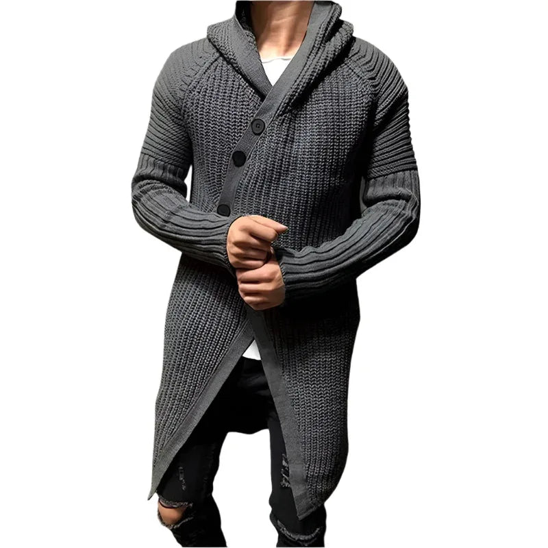 Long Knitted Hooded Sweater For Men - Weriion