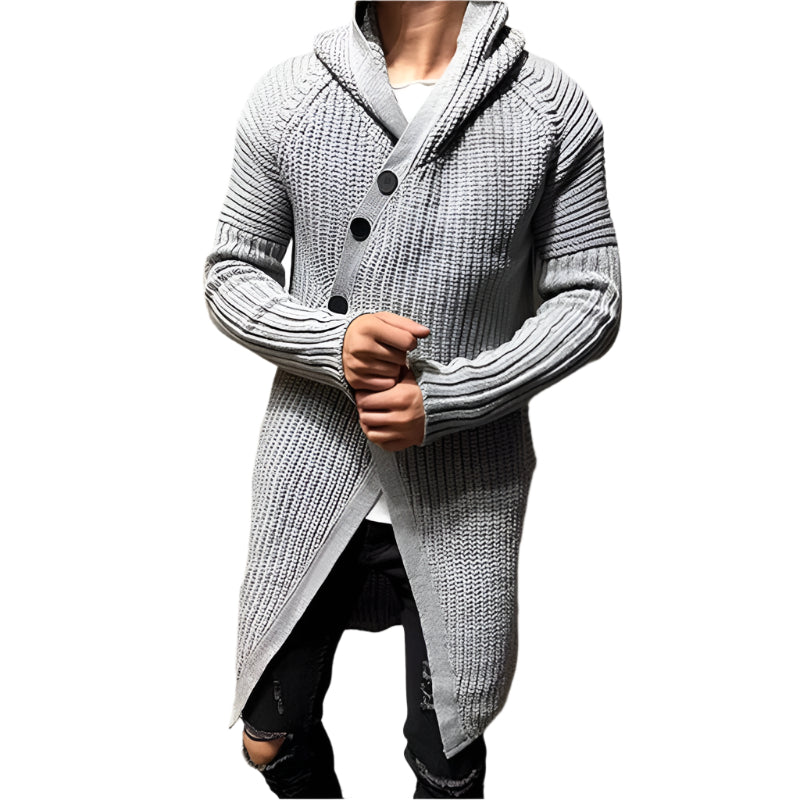 Long Knitted Hooded Sweater For Men - Weriion