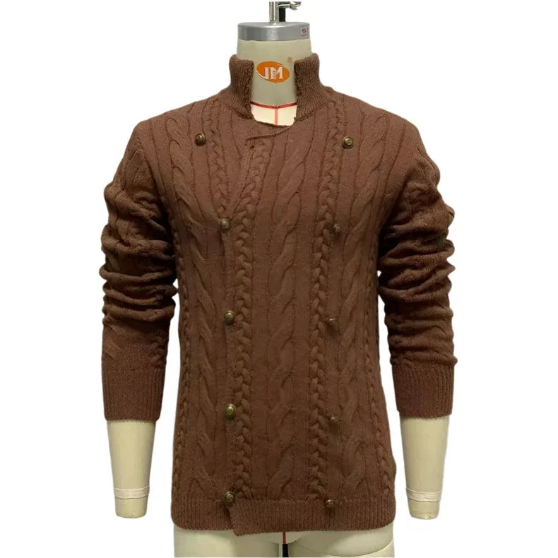 Long Sleeve Double Breasted Cardigan Sweater - Weriion