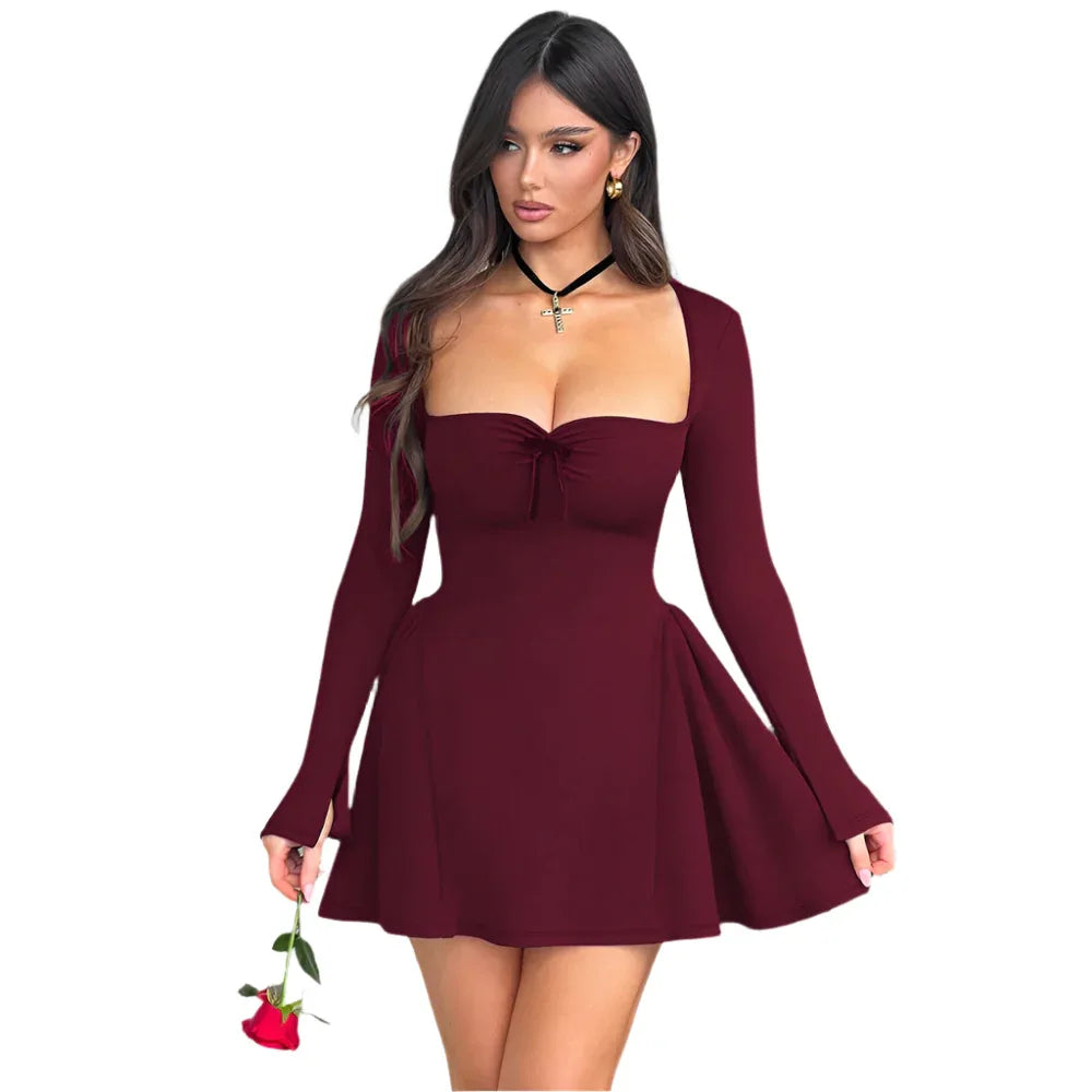 Low - Neck Long - Sleeved Fashionable Evening Party Clothing Dress For Women - Weriion