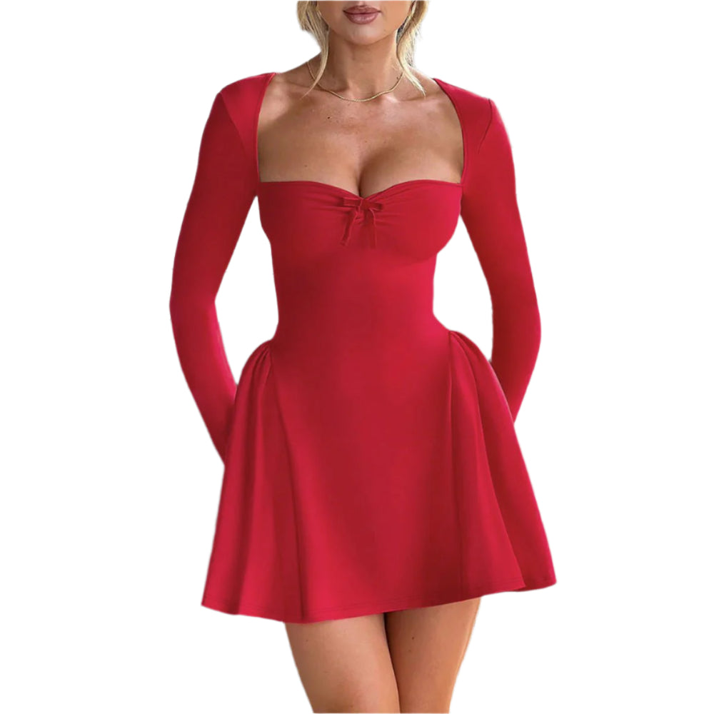 Low - Neck Long - Sleeved Fashionable Evening Party Clothing Dress For Women - Weriion