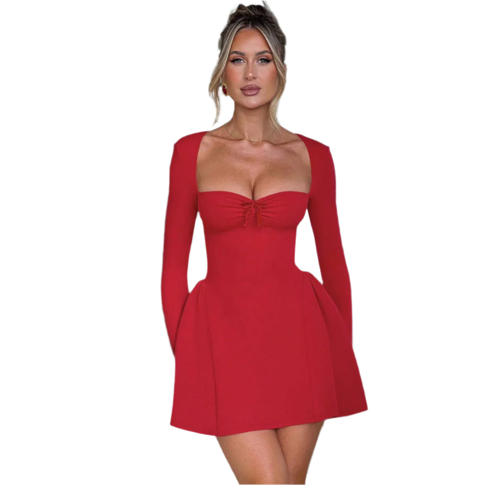 Low - Neck Long - Sleeved Fashionable Evening Party Clothing Dress For Women - Weriion