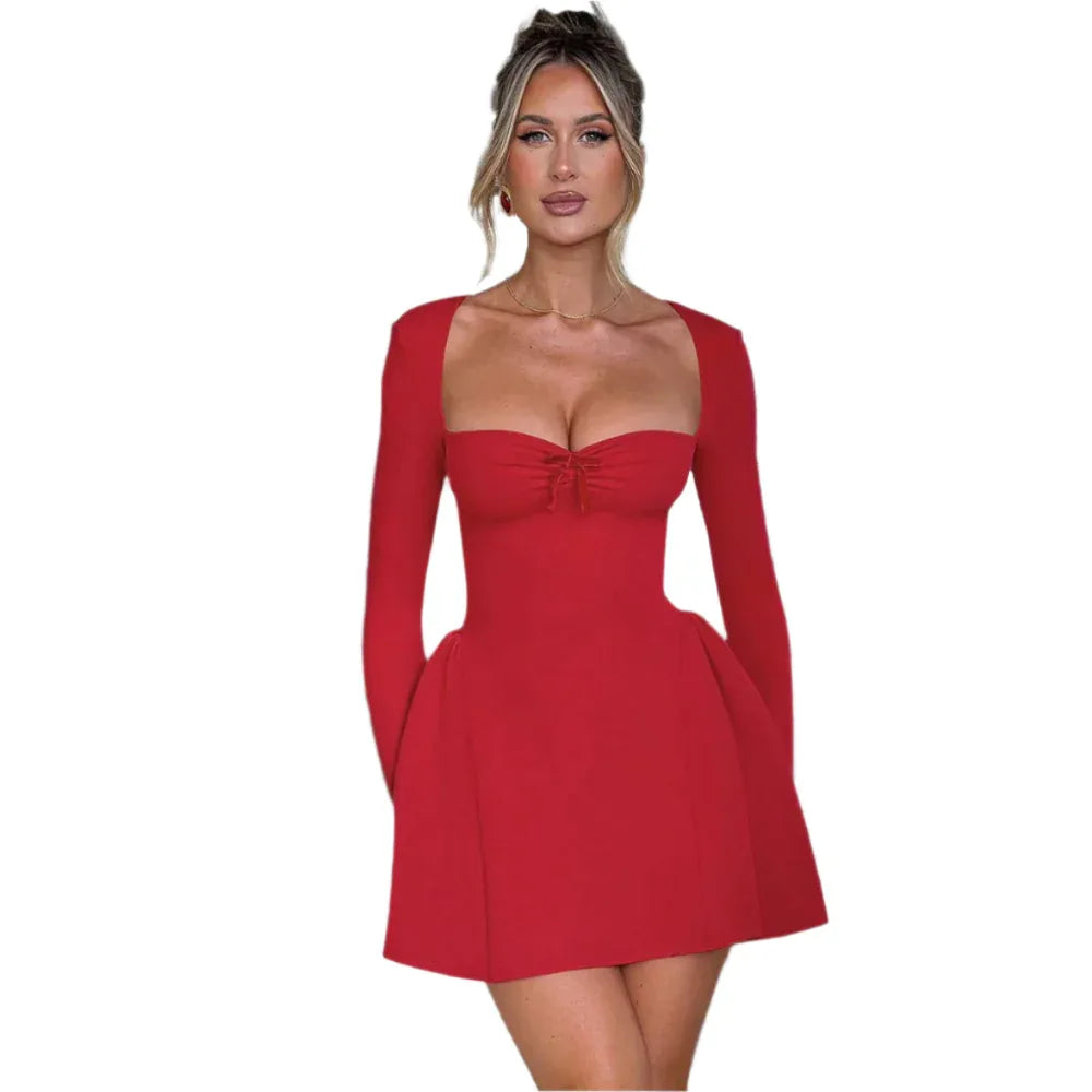 Low - Neck Long - Sleeved Fashionable Evening Party Clothing Dress For Women - Weriion