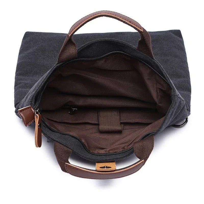Men's Casual Fashion Anti - Theft Canvas Solid Color Single - Shoulder Bag - Weriion