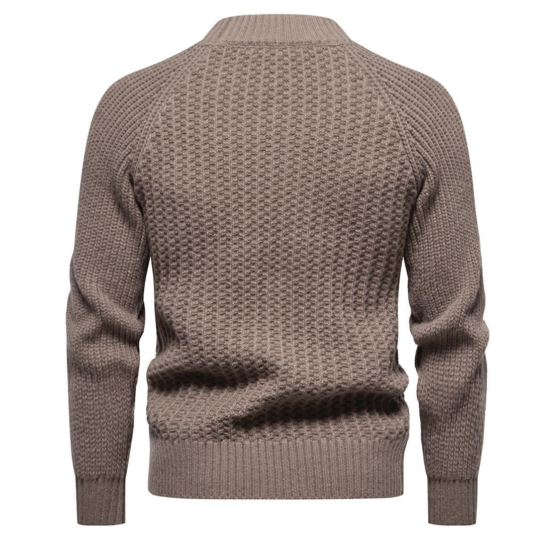 Men's Casual Loose Solid Color Round Neck Sweater - Weriion