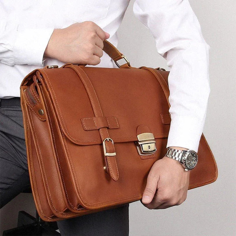 Men's Exquisite Leather Briefcase Shoulder Bag - Weriion
