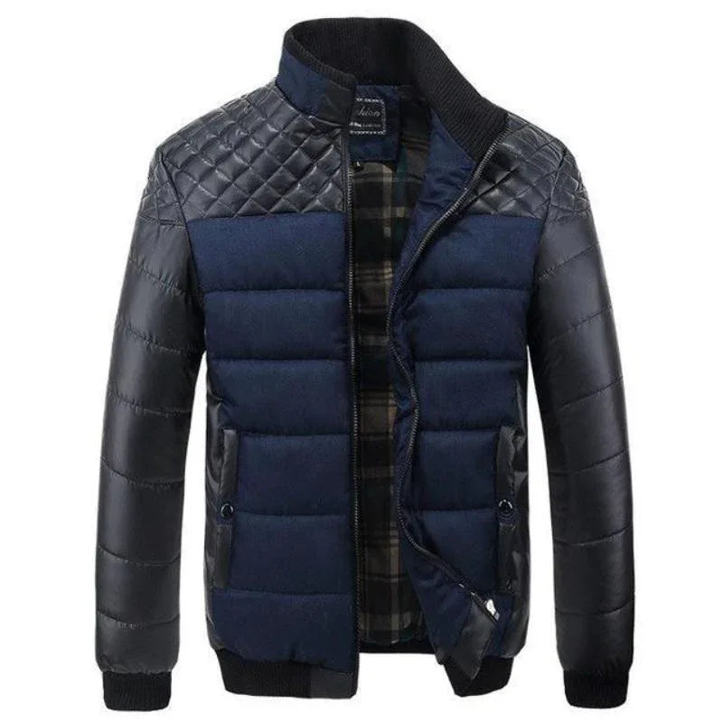 Men's Fashionable Winter Jackets With Patchwork Stitching & Self - Cultivation Collar - Weriion