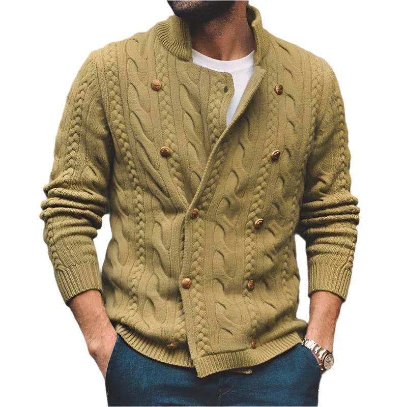 Men's Half Collar Double - Breasted Knitted Buttoned Sweaters - Weriion