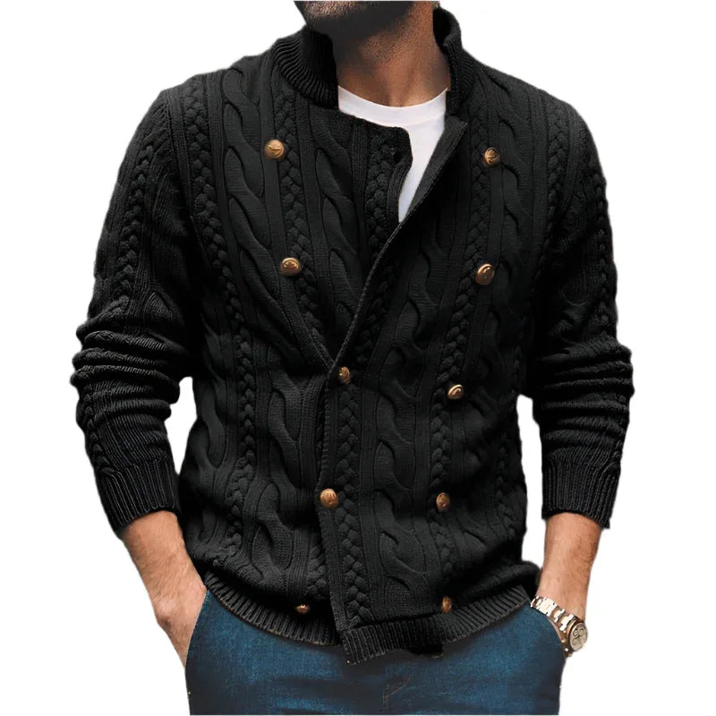 Men's Half Collar Double - Breasted Knitted Buttoned Sweaters - Weriion