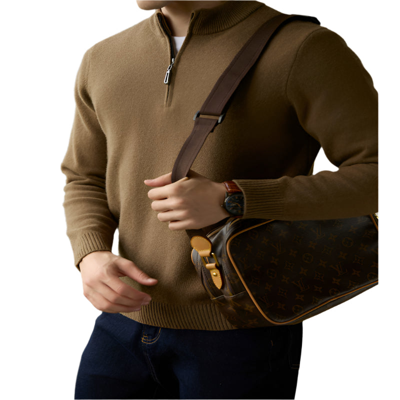 Men's Half Zipped Stand Collar Pure Wool Thermal Sweater - Weriion