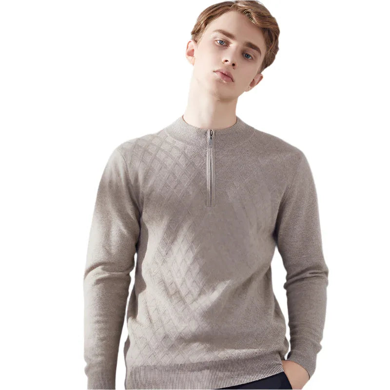Men's High Collar Zipper Fashion Casual Cashmere Sweater - Weriion