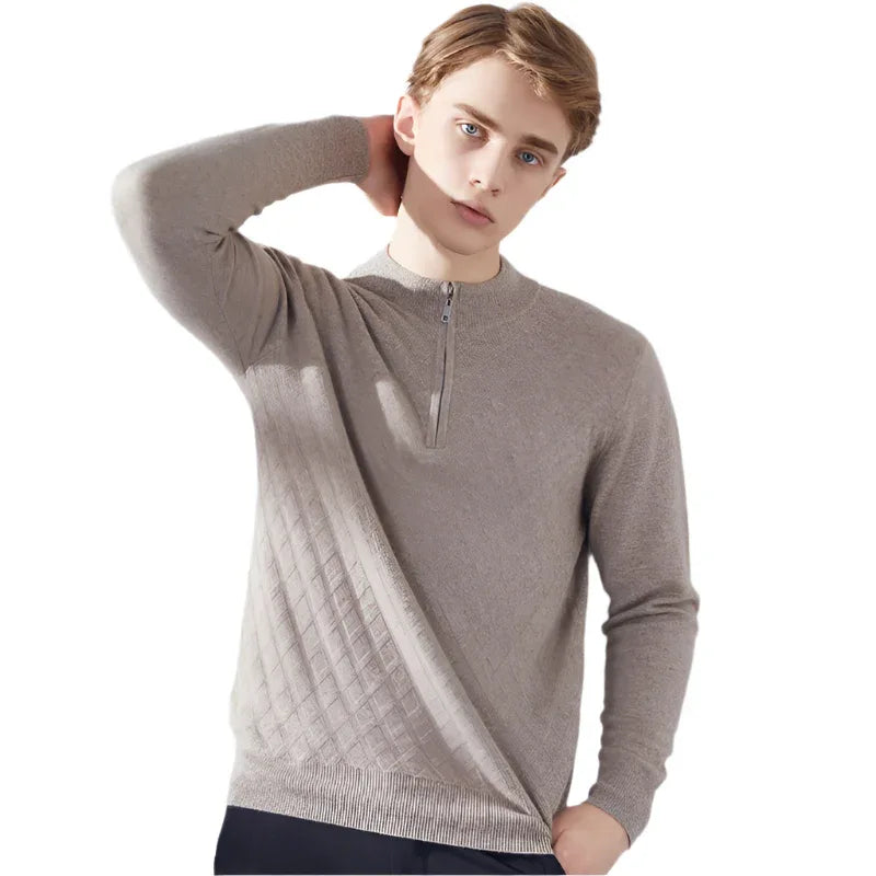 Men's High Collar Zipper Fashion Casual Cashmere Sweater - Weriion