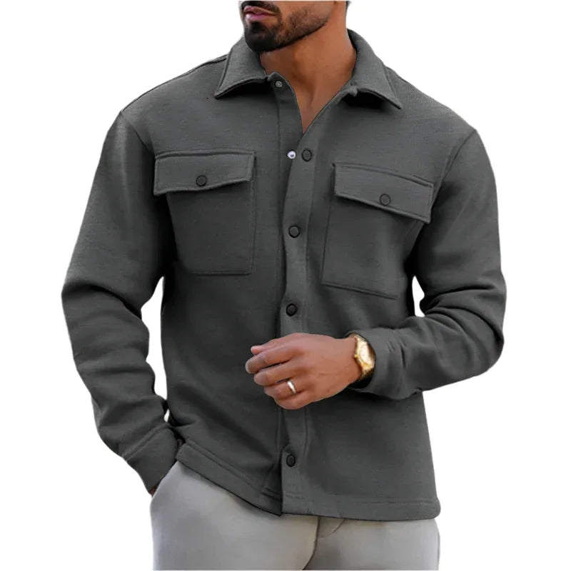 Men's Lapel Single Breasted Solid Color Jacket - Weriion