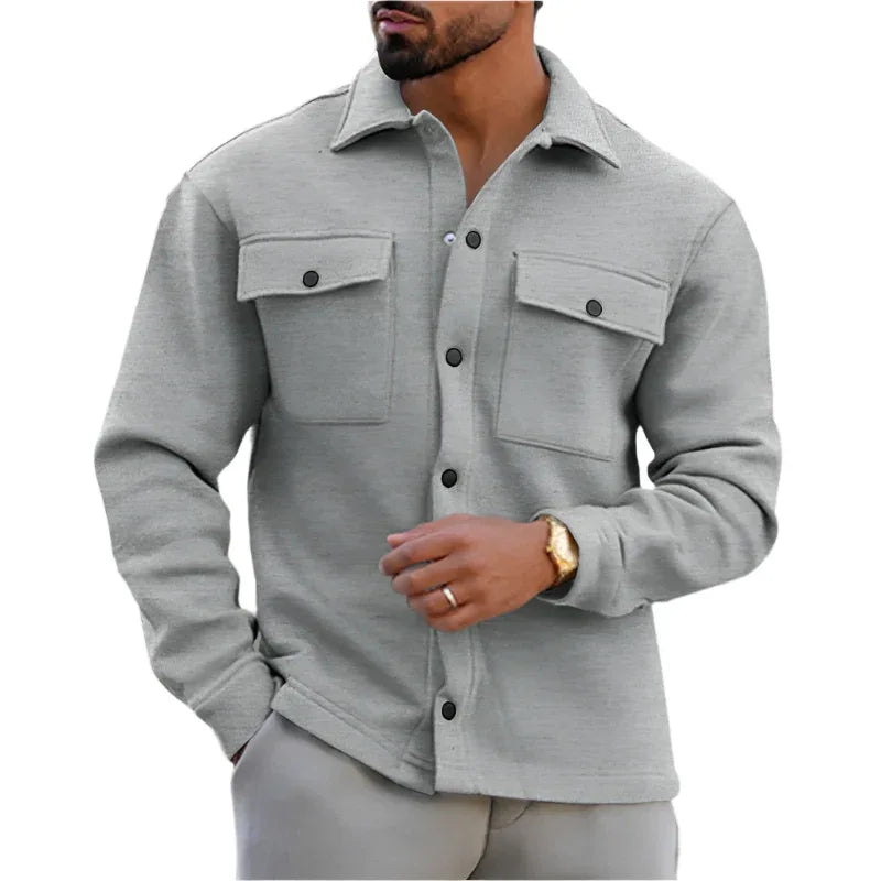 Men's Lapel Single Breasted Solid Color Jacket - Weriion