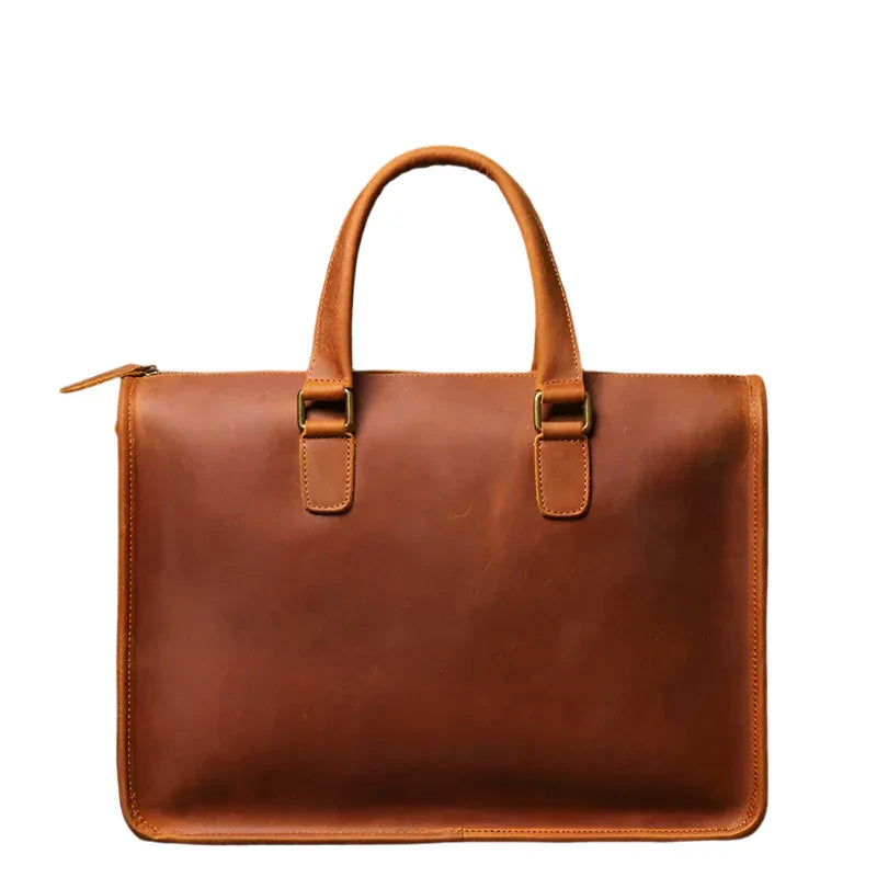 Men's Leather Briefcase Computer Shoulder Bag - Weriion