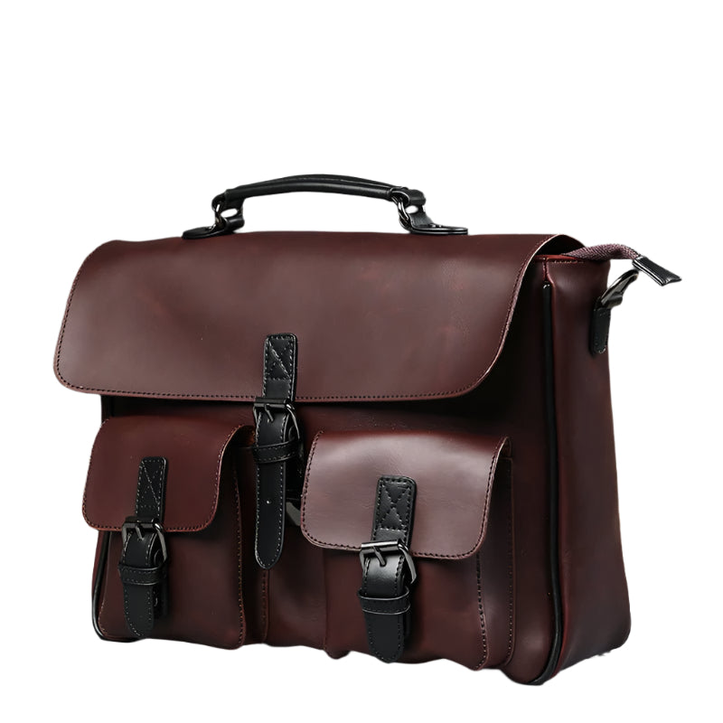 Men's Leather Business Briefcase Bag - Weriion