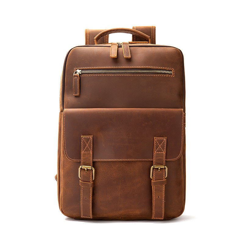 Men's Leather Retro Large Capacity Backpacks - Weriion