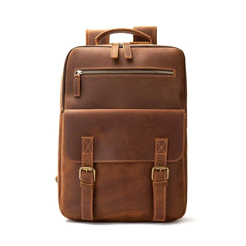 Men's Leather Retro Large Capacity Backpacks - Weriion