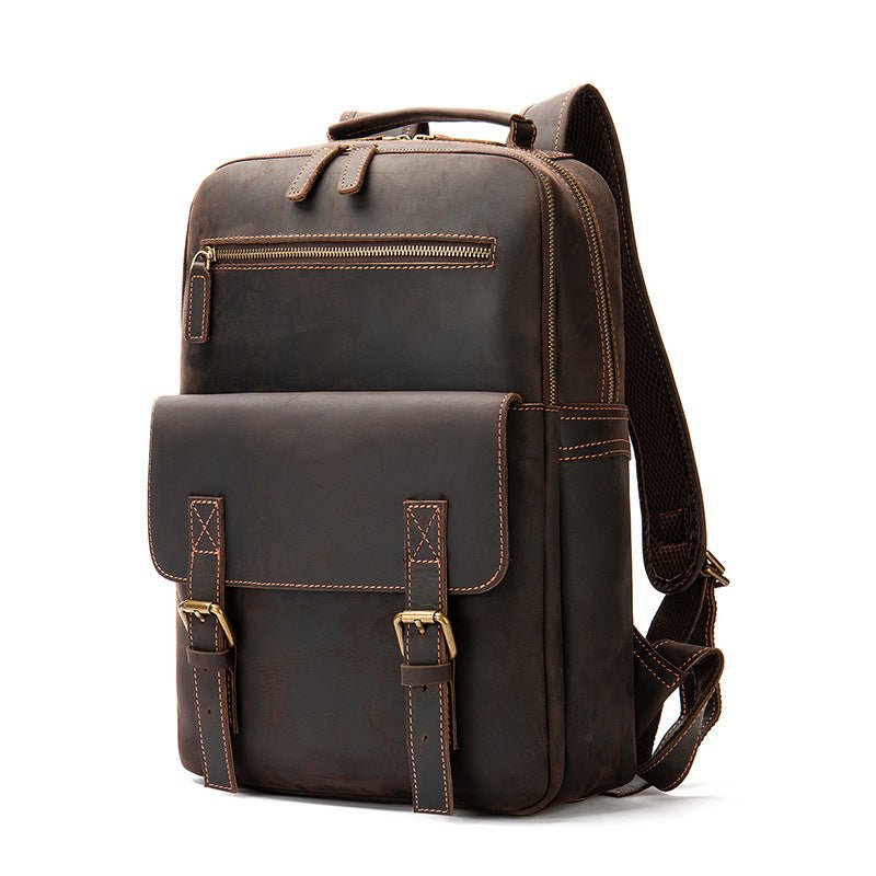Men's Leather Retro Large Capacity Backpacks - Weriion