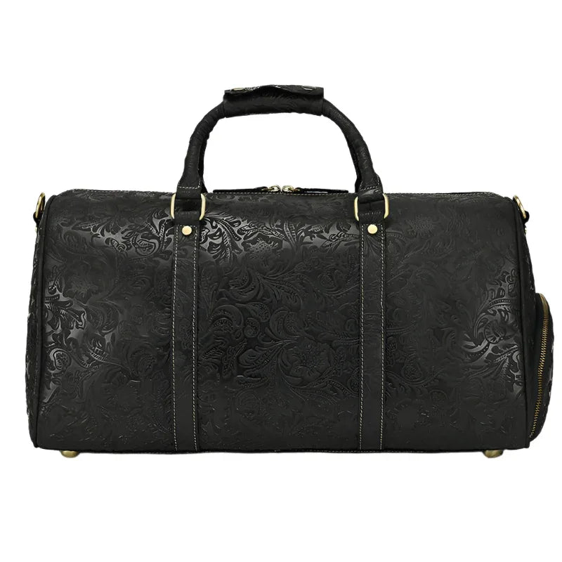 Men's Leather Vintage Duffle Weekend Bag - Weriion