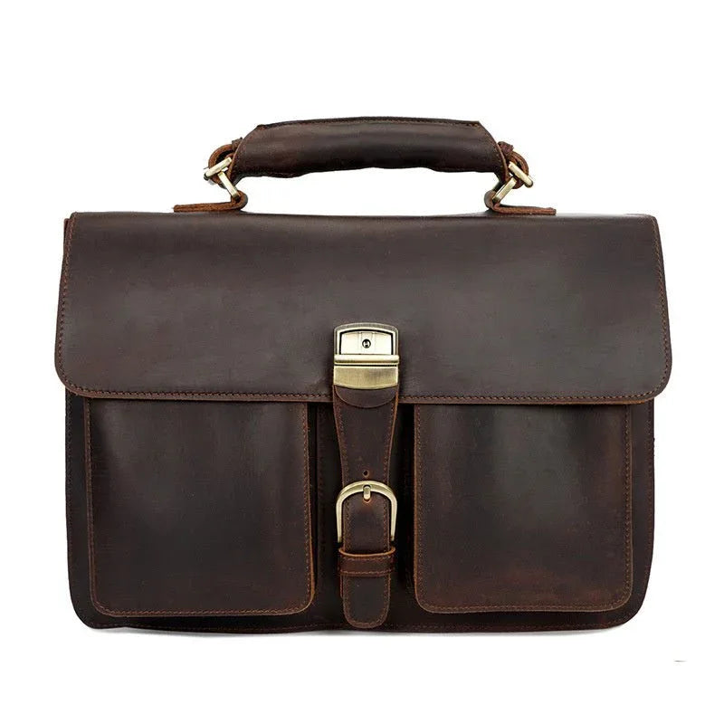 Men's Messenger Leather Briefcase Bag - Weriion