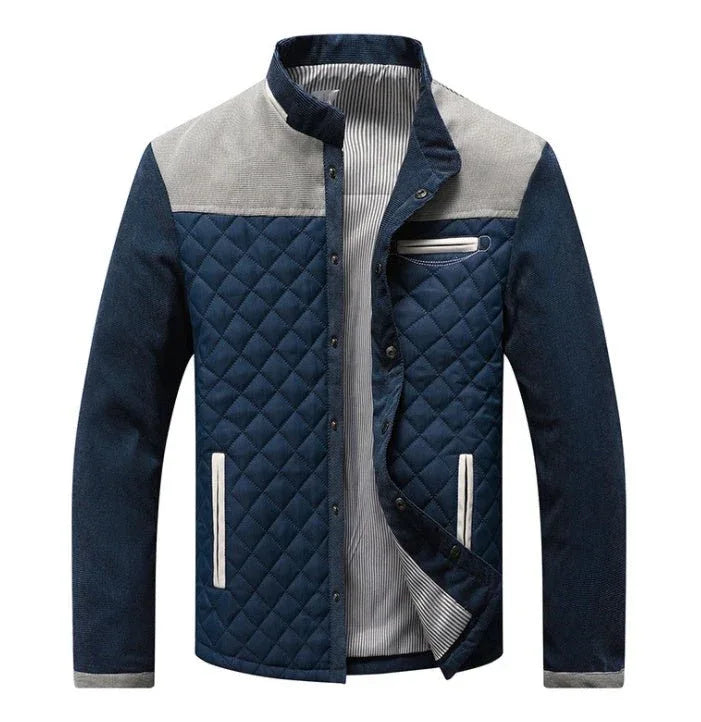 Men's Slim Fit Casual Solid Patchwork Jacket - Weriion