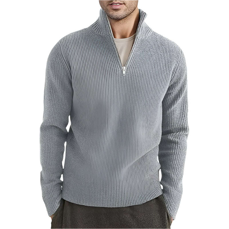 Men's Thickened Warm Zip Collar Sweater - Weriion