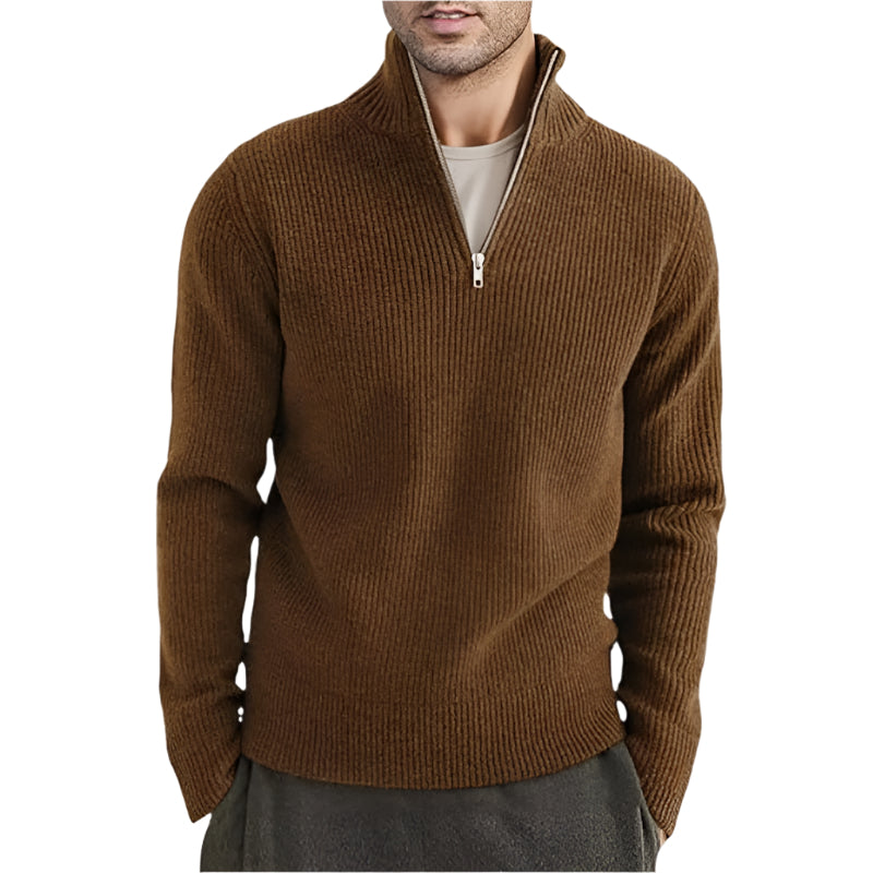 Men's Thickened Warm Zip Collar Sweater - Weriion