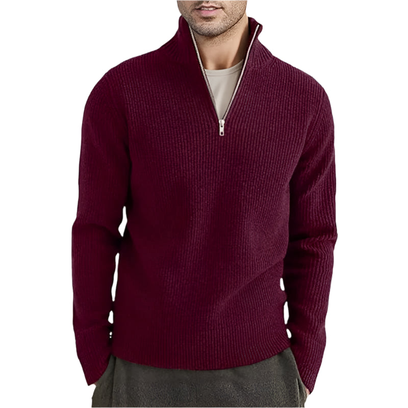 Men's Thickened Warm Zip Collar Sweater - Weriion