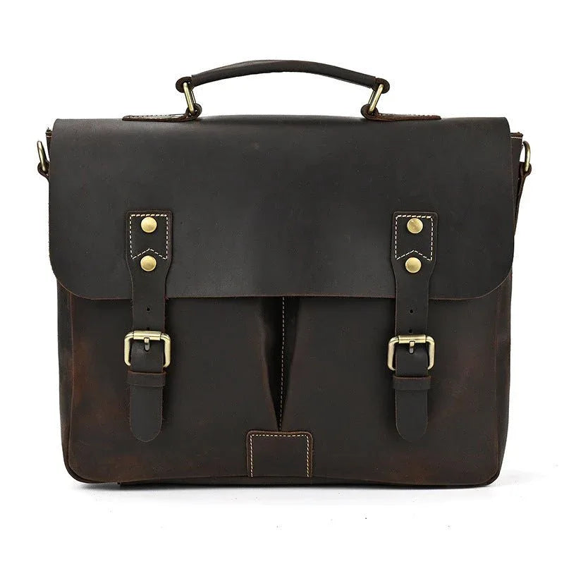 Men's Top Layer Cowhide Leather Messenger Shoulder Bags - Weriion