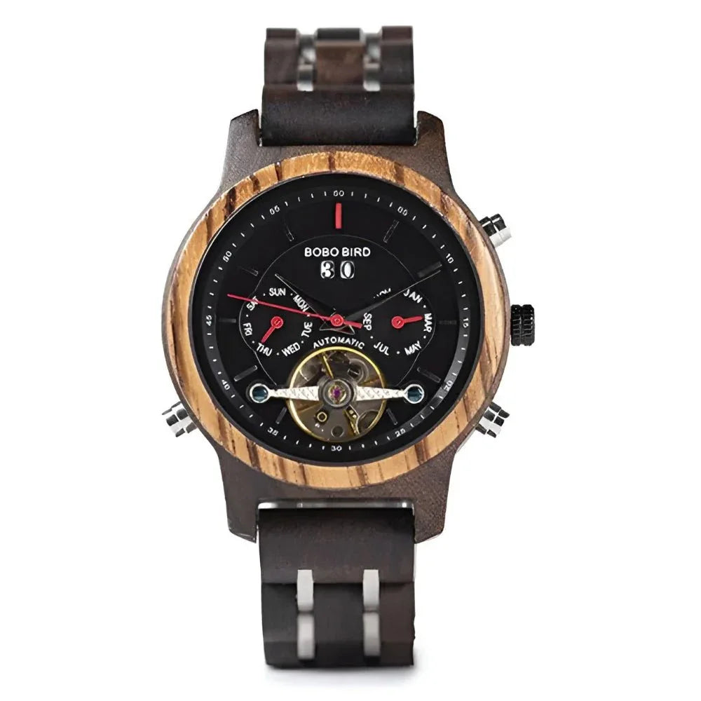 Men's Tourbillon Automatic Mechanical Wood Watch - Weriion