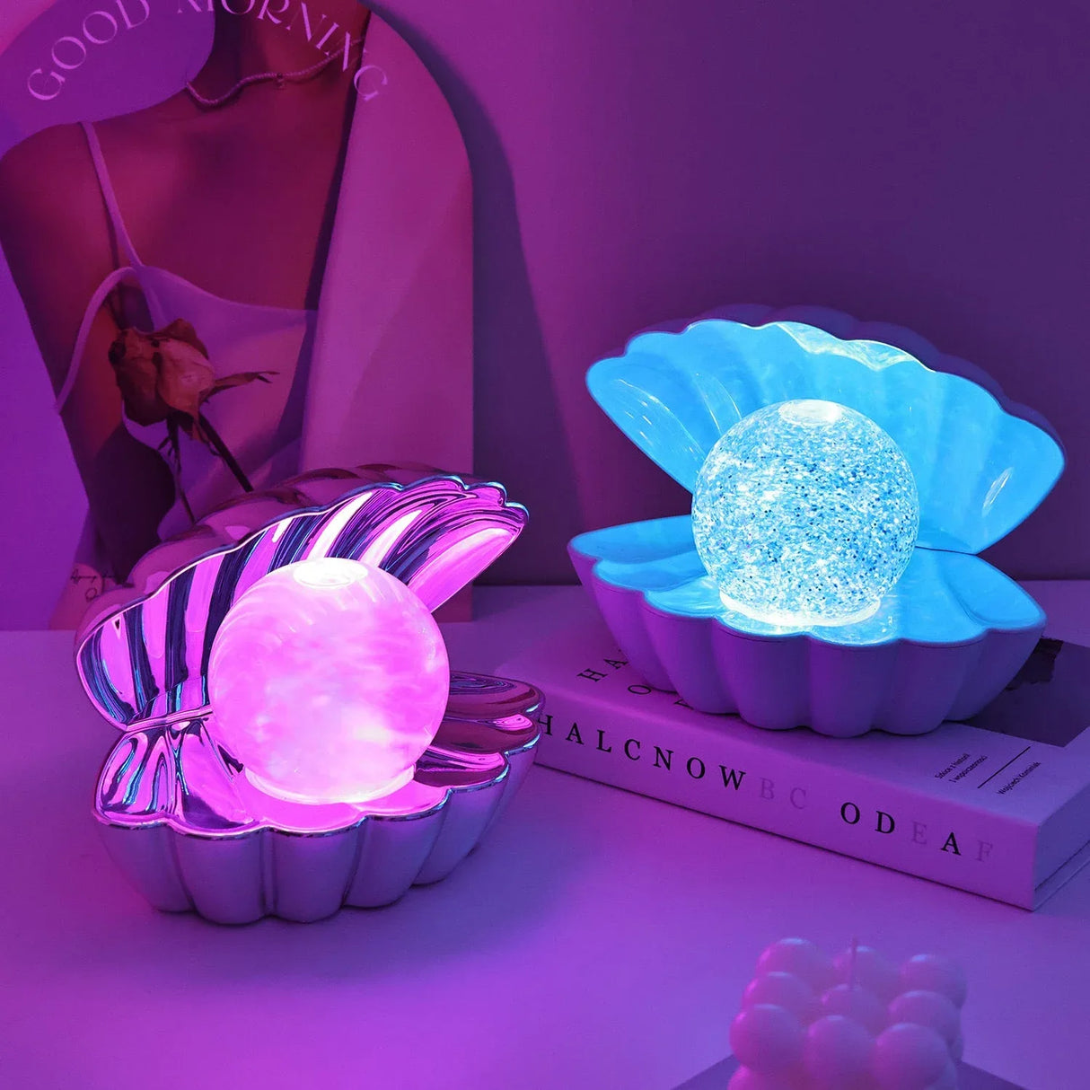 Neon Ambience Light Decorative Ornaments Shell - Shaped Small Night Bedside Table Lamp - Weriion