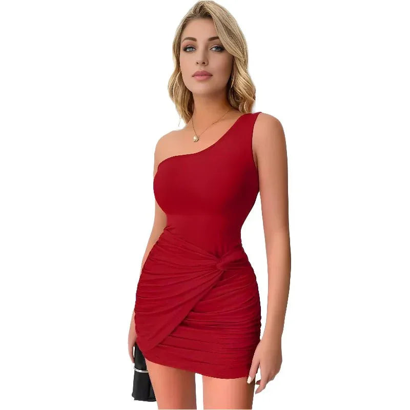 One - Shoulder Sleeveless Dress For Women - Weriion