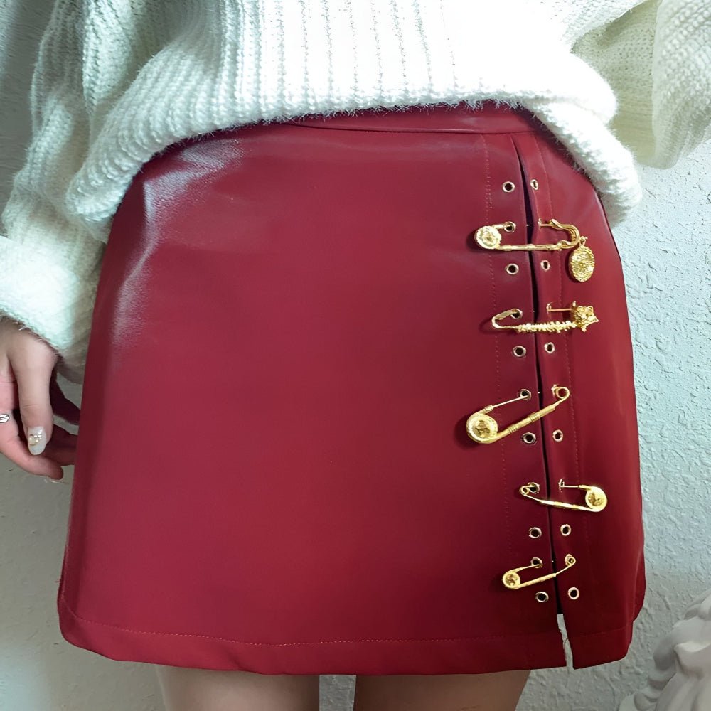 Pinned High Waist Slimming Hip Skirt - Weriion