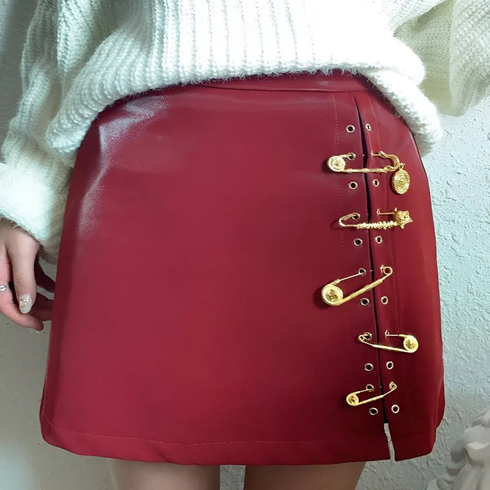 Pinned High Waist Slimming Hip Skirt - Weriion