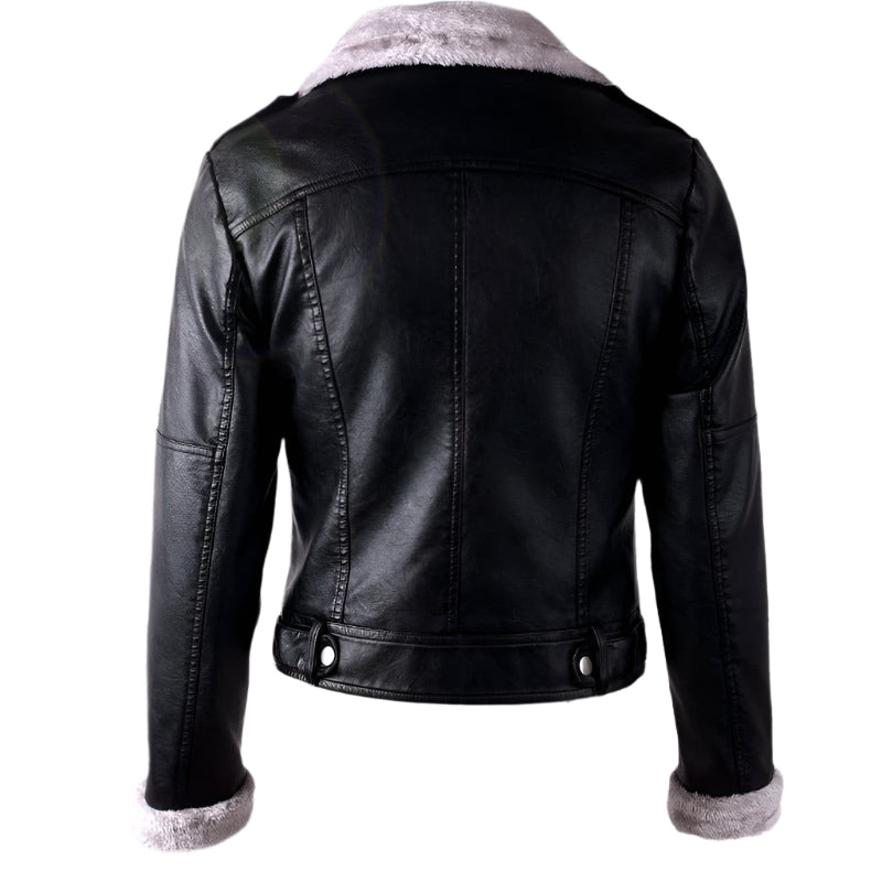 PU Leather & Velvet Jacket For Women - Weriion