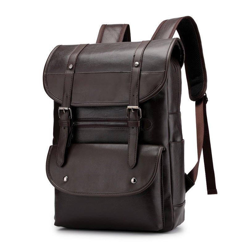 PU Leather Waterproof Student Computer Bag Backpack - Weriion