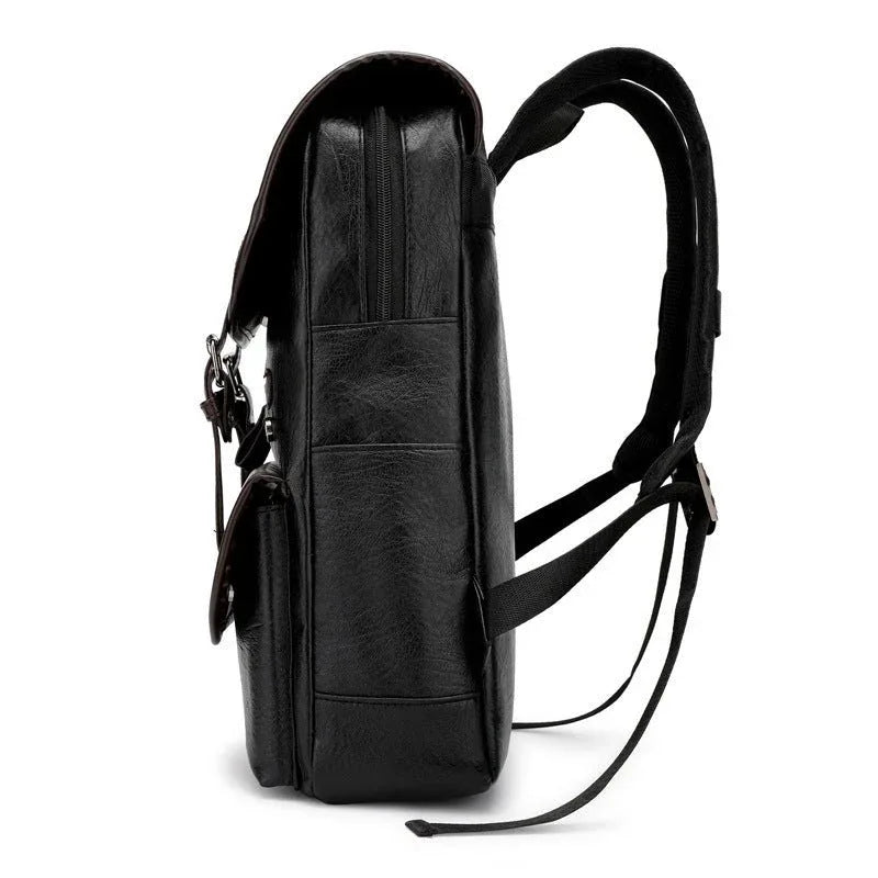 PU Leather Waterproof Student Computer Bag Backpack - Weriion