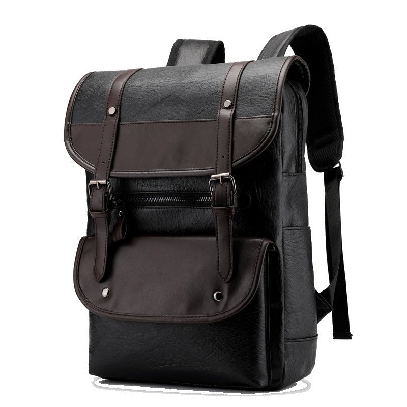 PU Leather Waterproof Student Computer Bag Backpack - Weriion