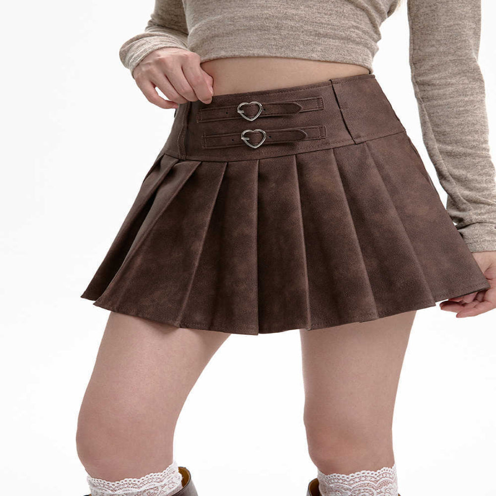 PU Leather Women's High Waist Slimming A - Line Skirt - Weriion