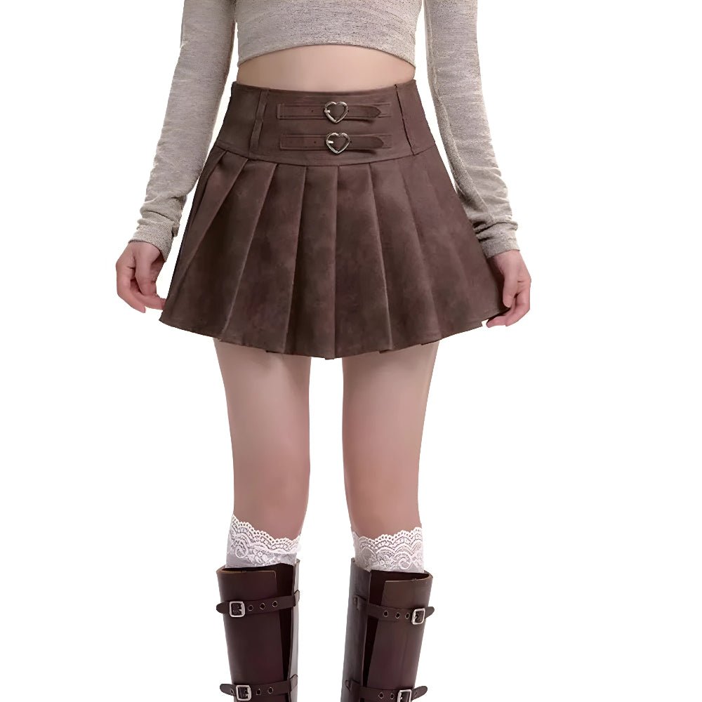 PU Leather Women's High Waist Slimming A - Line Skirt - Weriion