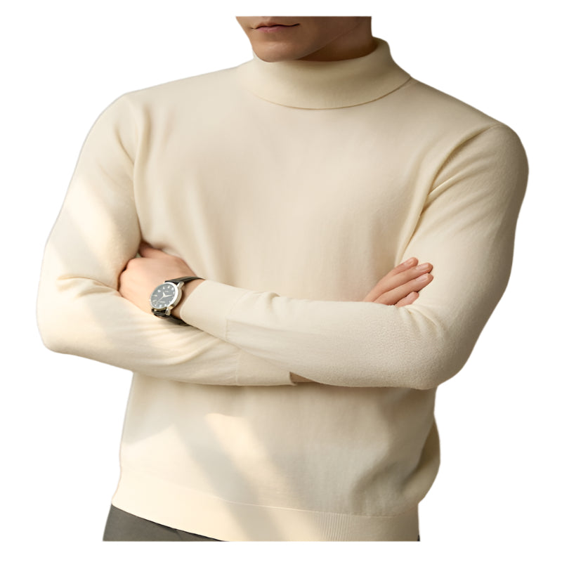 Pure Wool Turtleneck Sweater Men Thermal Slim Fit - Weriion