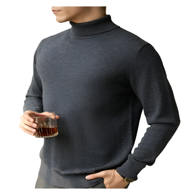 Pure Wool Turtleneck Sweater Men Thermal Slim Fit - Weriion