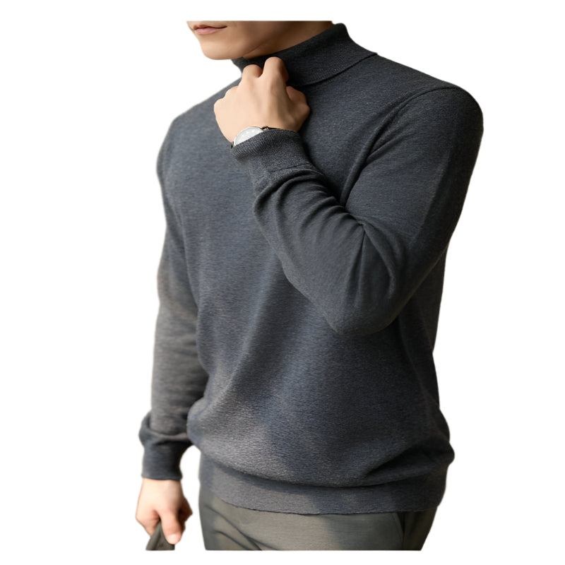 Pure Wool Turtleneck Sweater Men Thermal Slim Fit - Weriion